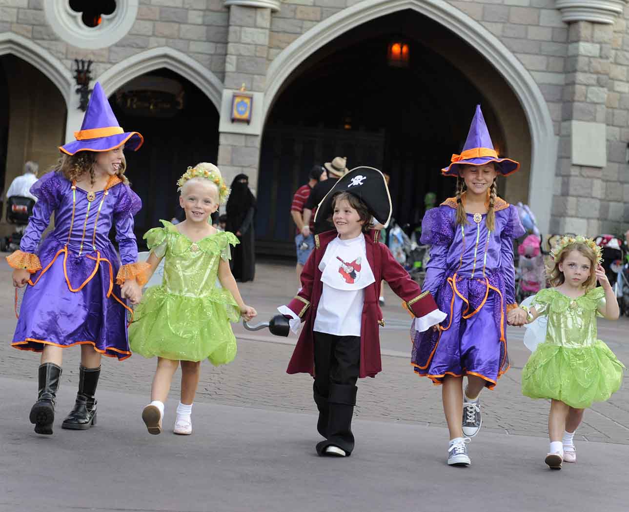 Kids in costumes at Halloween